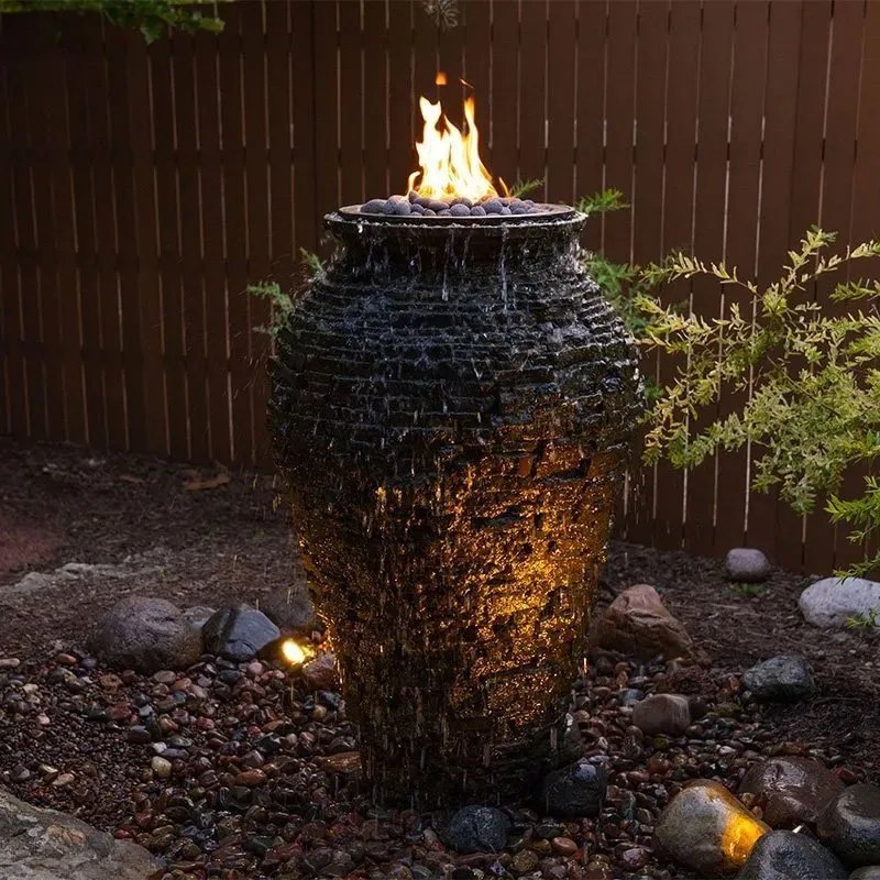 Aquascape Fire & Water Stacked Slate Urn