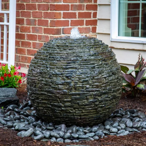 Aquascape Stacked Slate Sphere Fountain Kit – 32" Dia